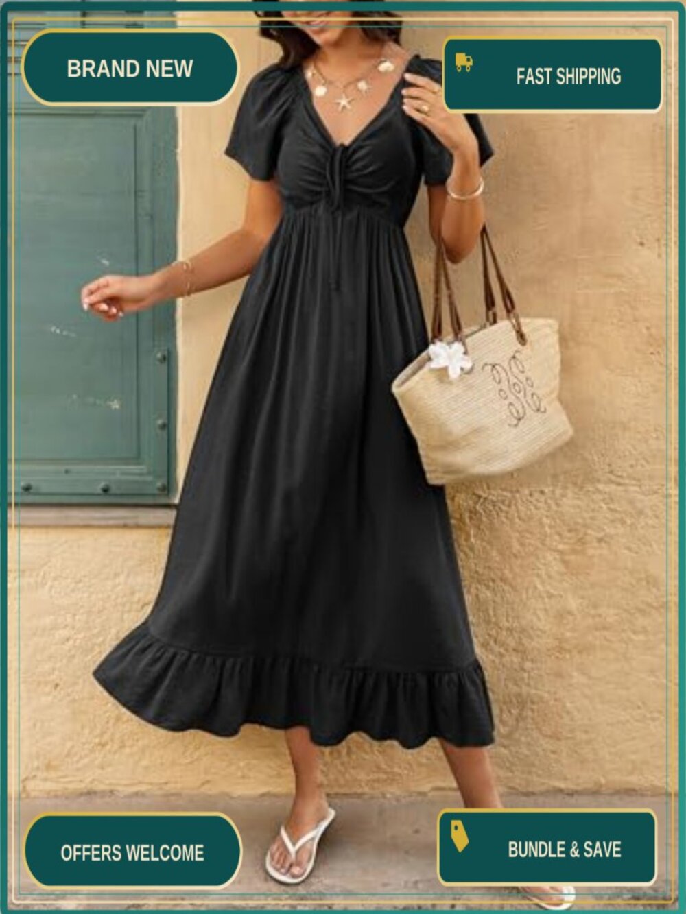 Elegant Flowy A-Line Maxi Dress for Women Wedding Guest - Picture 5 of 6